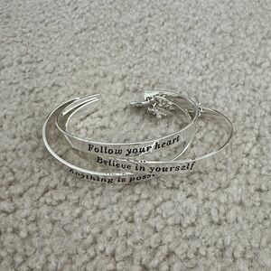 Inspirational Silver Bangle Bracelet Set